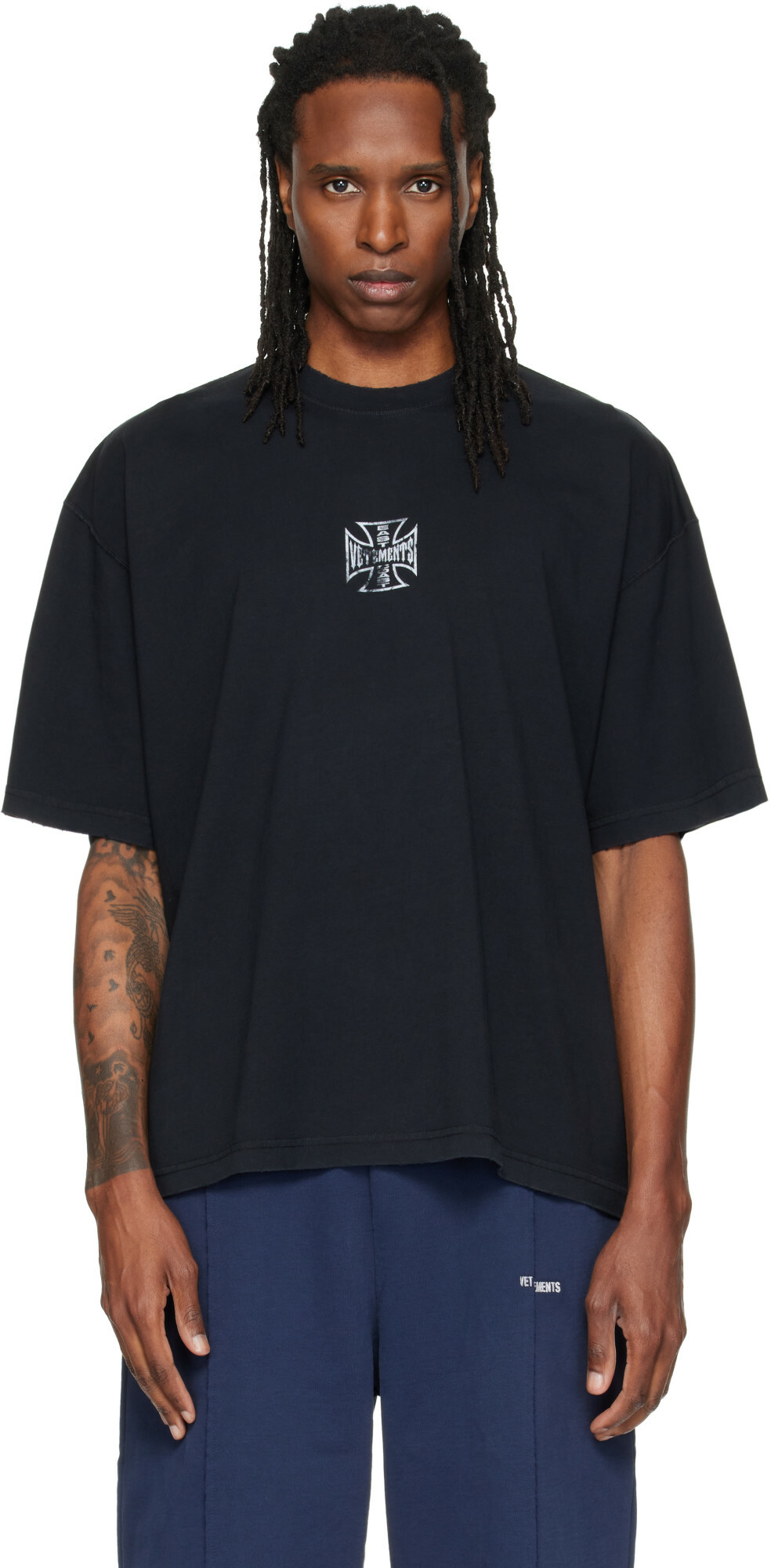 VETEMENTS Black 'Limited Edition' Hardcore Patched Logo T-Shirt