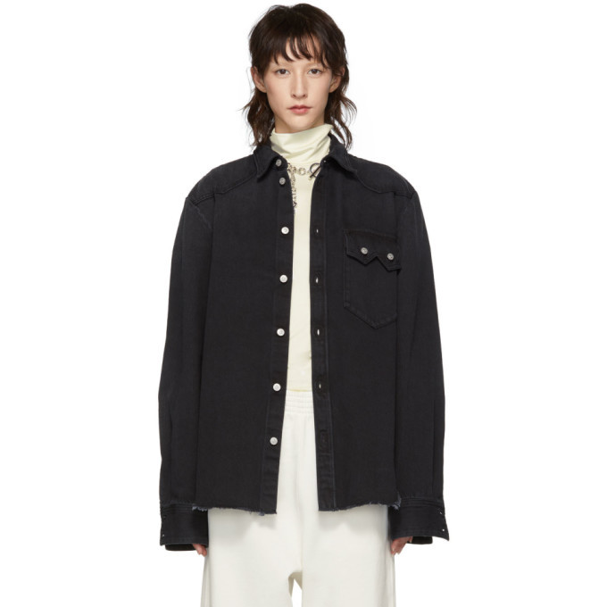 トップス MM6 Oversized Denim Long Sleeve Shirt MM6 Maison Margiela Blue Oversized Denim Shirt MM6 Maison