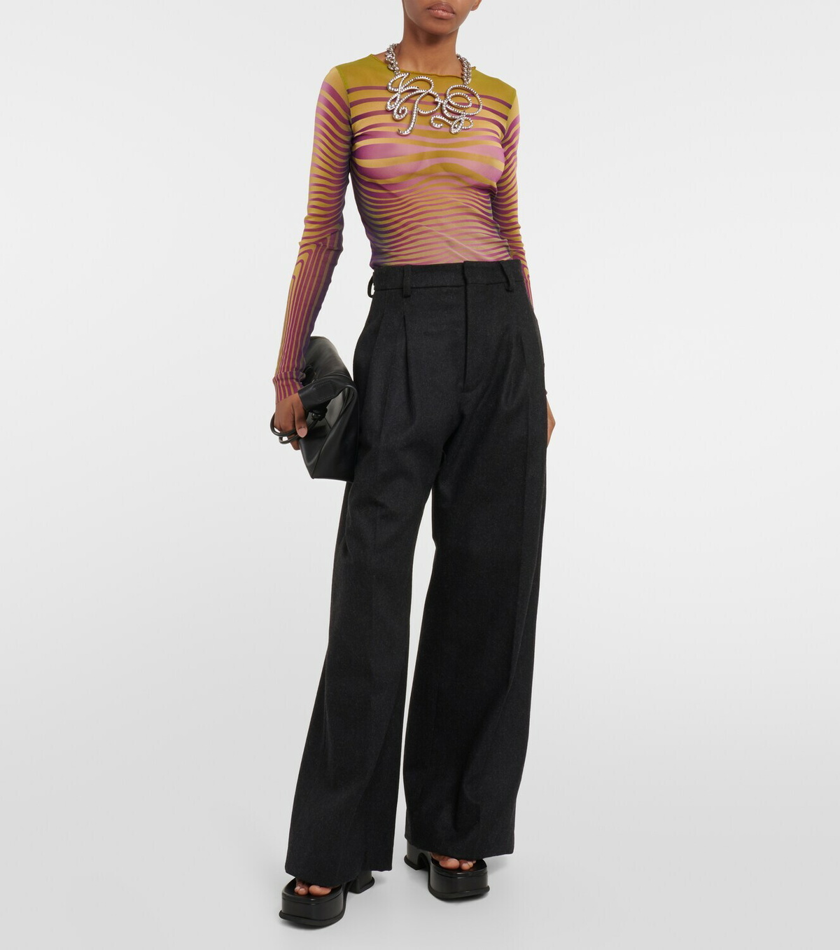 Jean Paul Gaultier Striped mesh top Jean Paul Gaultier