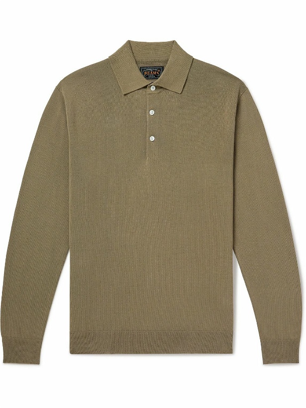 Photo: Beams Plus - Knitted Polo Shirt - Green