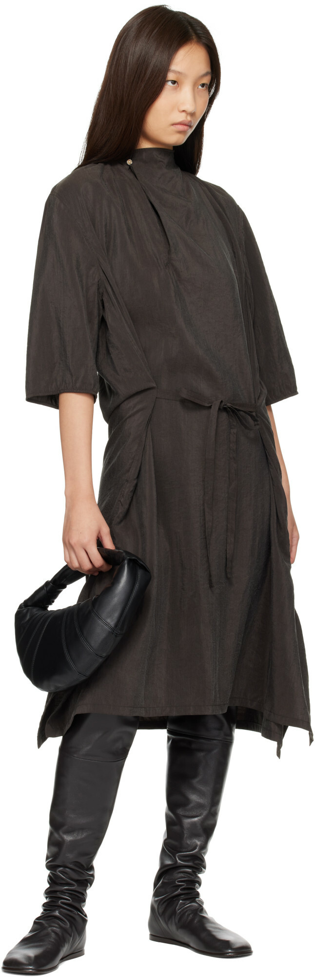 LEMAIRE Black Knee Top Glove Flat Boots