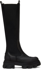 GANNI Black Stitch Cleated High Chelsea Boots