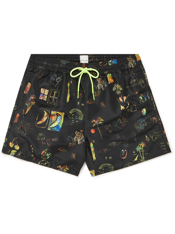 Photo: Paul Smith - Mid-Length Printed Swim Shorts - Black