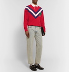 Gucci - Appliquéd Twill-Trimmed Cotton-Jersey Polo Shirt - Men - Red