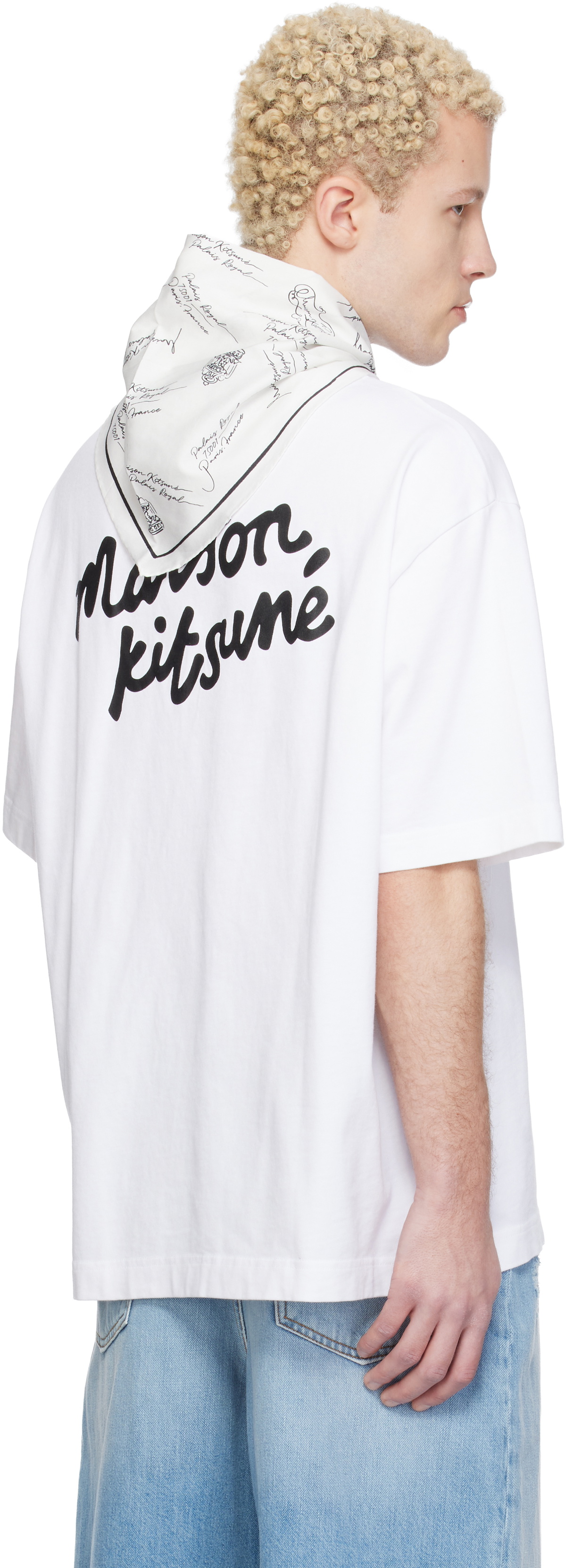 Maison Kitsuné White 'Maison Kitsuné' Handwriting Oversize T-shirt