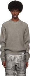 GUESS USA Gray Vintage Washed Crewneck Sweater