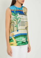 Tory Burch Printed Scarf-effect Silk top Multicoloured