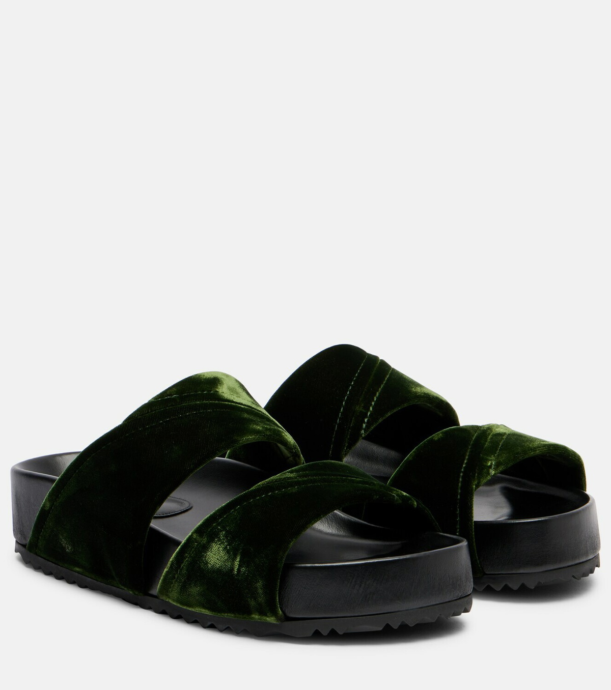 Dries Van Noten Leather-trimmed velvet slides
