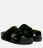 Dries Van Noten Leather-trimmed velvet slides