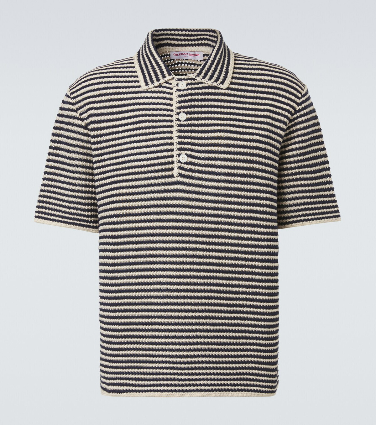 Orlebar Brown Lowry striped crochet cotton polo sweater