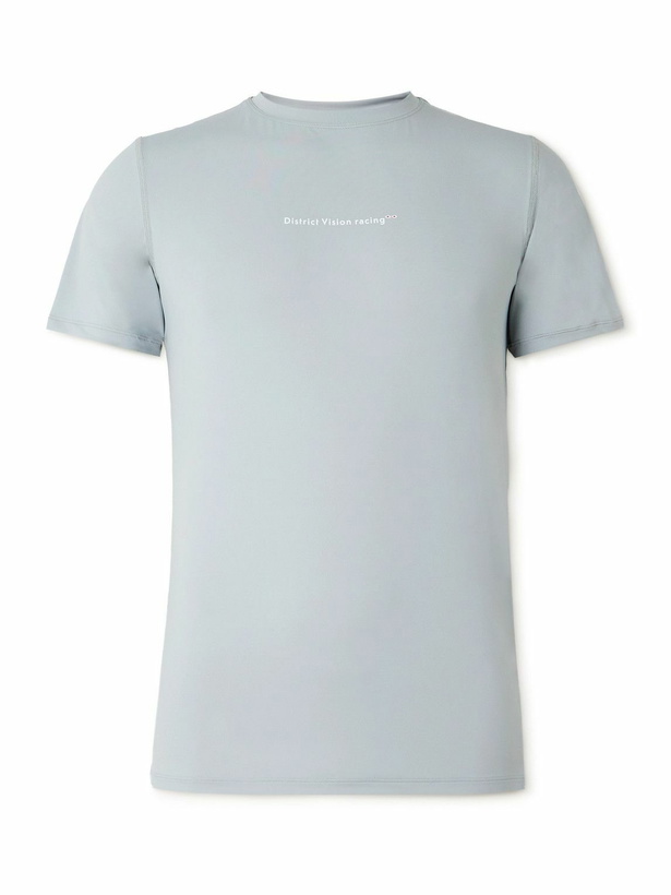 Photo: DISTRICT VISION - Logo-Print Perforated Aloe Stretch-Jersey T-Shirt - Gray