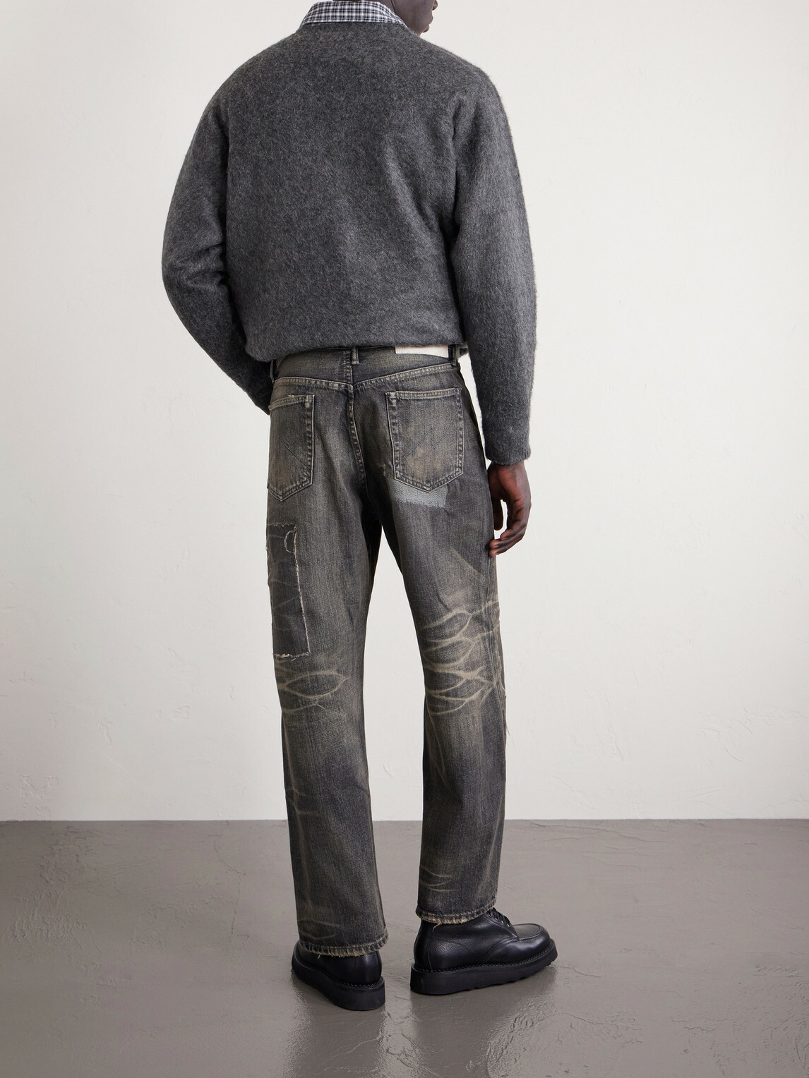 Neighborhood - Savage Distressed Wide-Leg Jeans - Black