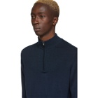 Sunspel Navy Merino Wool Half-Zip Sweater