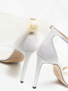 Jimmy Choo White Aveline 100 Bow Detail Sandals