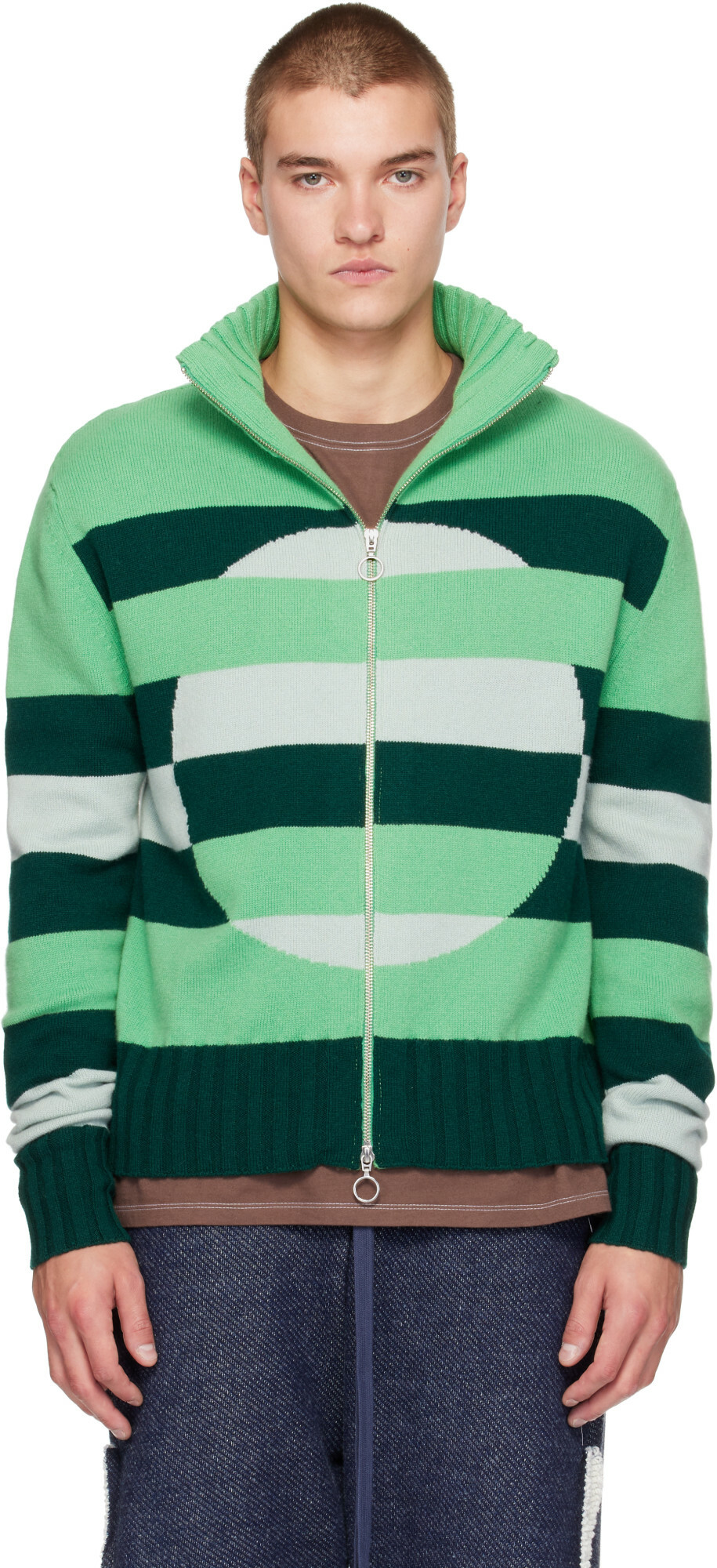 Edward Cuming Green Optical Vortex Window Sweater