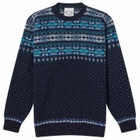 Jamieson's of Shetland Men's Nordic Fair Isle Crew Knit in Navy