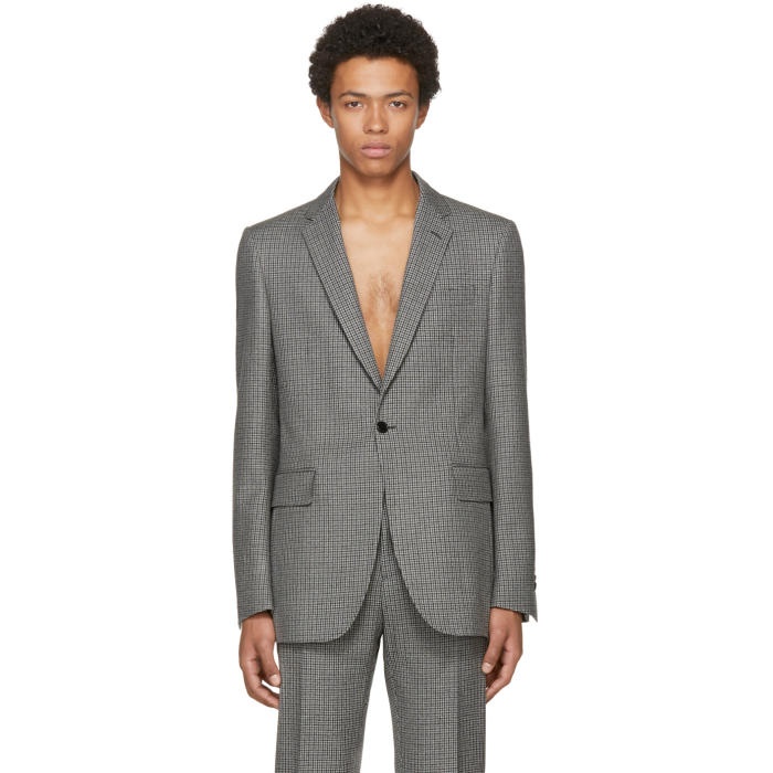Photo: Calvin Klein 205W39NYC Grey Fancy Wool Check Blazer