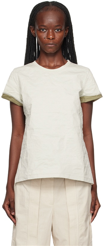 Photo: Christopher Esber Off-White & Khaki Nacreous Crushed T-Shirt
