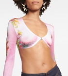 Jean Paul Gaultier Flower Collection printed crop top