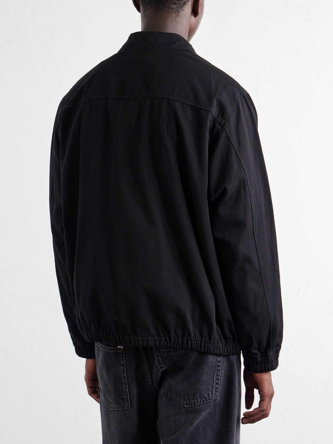 ATON - Harrington Garment-Dyed Cotton-Gabardine Jacket - Black