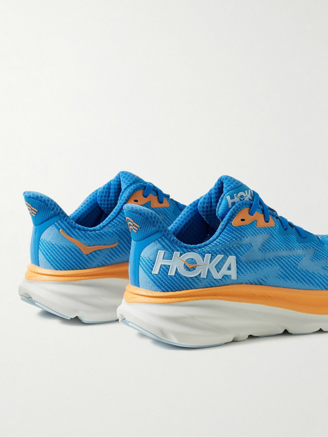 Hoka One One - Clifton 9 Rubber-Trimmed Mesh Running Sneakers - Blue ...