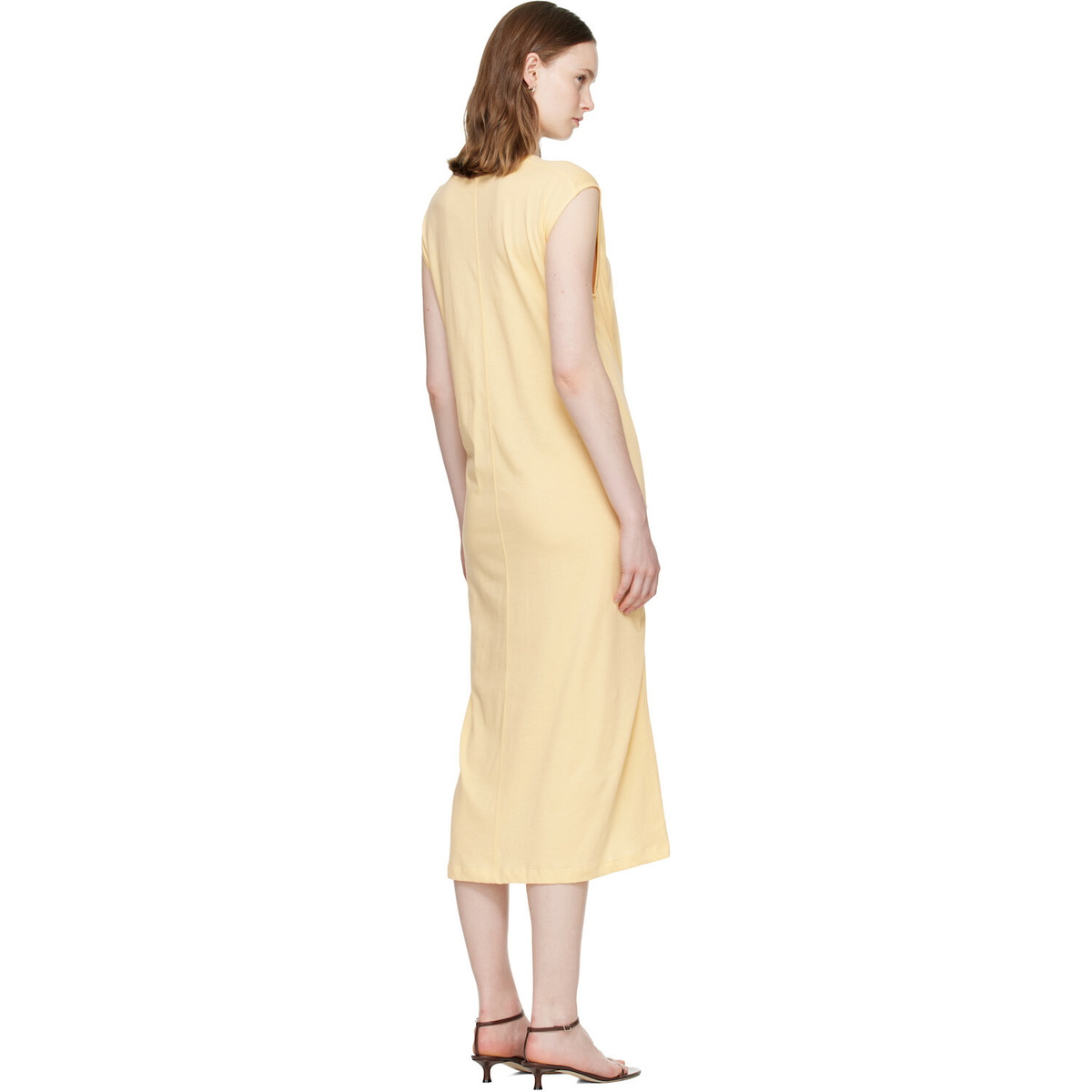 TOTEME Yellow Tie-Waist Jersey Midi Dress