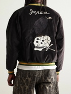 KAPITAL - Souvenir Padded Embroidered Cotton-Velvet Bomber Jacket - Black