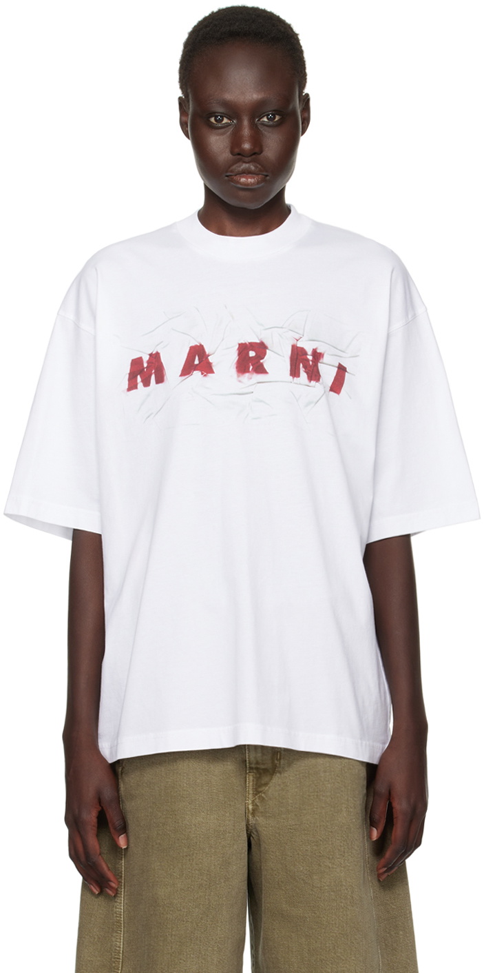 Marni White 'Marnifesto' Long Sleeve T-Shirt Marni