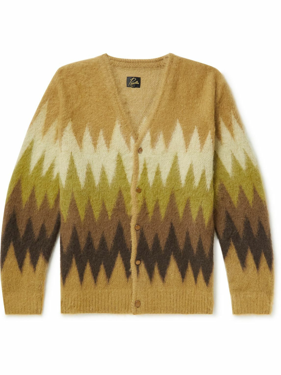 Needles - Jacquard-Knit Mohair-Blend Cardigan - Yellow Needles