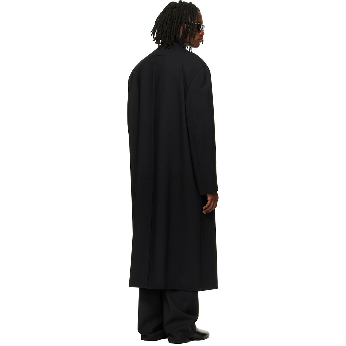 Fear of God Black Wool Double Breasted Lapelless Coat