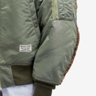 Wacko Maria Men's MA-1 Leopard Panel Flight Jacket in Khaki
