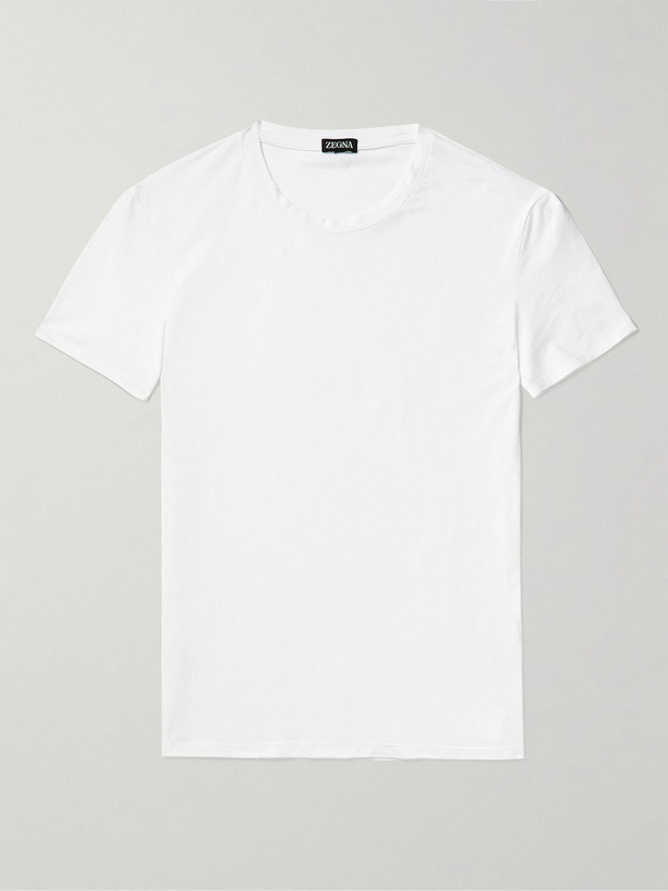 Photo: Zegna - Cotton-Blend Jersey T-Shirt - White