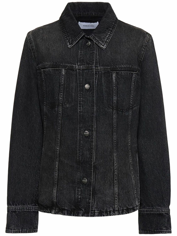 Photo: FERRAGAMO - Fitted Denim Shirt Jacket