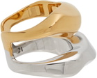 Alexander McQueen Silver & Gold Molt Stacked Ring
