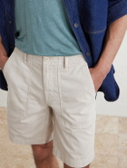 Hartford - Fatigue Straight-Leg Herringbone Cotton Shorts - Neutrals