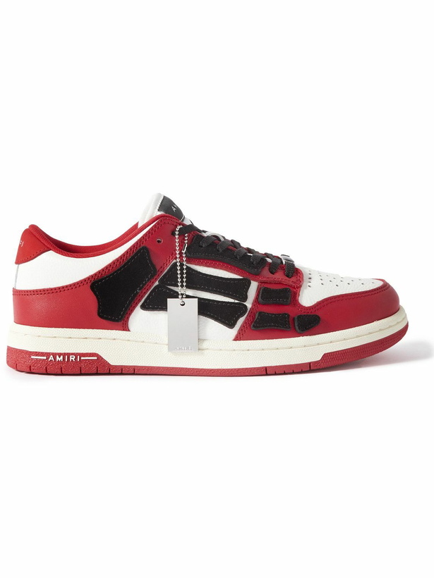 Photo: AMIRI - Skel-Top Colour-Block Leather and Suede Sneakers - Red