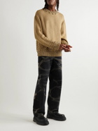 Burberry - Crystal-Embellished Cable-Knit Wool-Blend Sweater - Neutrals