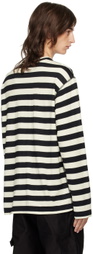 Junya Watanabe Black & Off-White Wool Stripe Long Sleeve T-Shirt