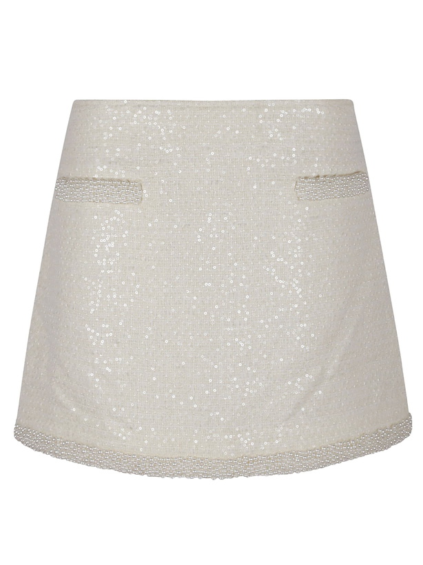 Photo: self-portrait Cream Boucle Pearl Trim Mini Skirt