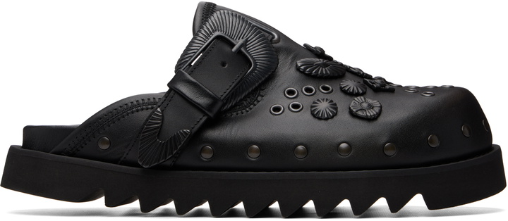 Photo: Toga Virilis SSENSE Exclusive Black Eyelet Metal Sabot Slip-on Loafers