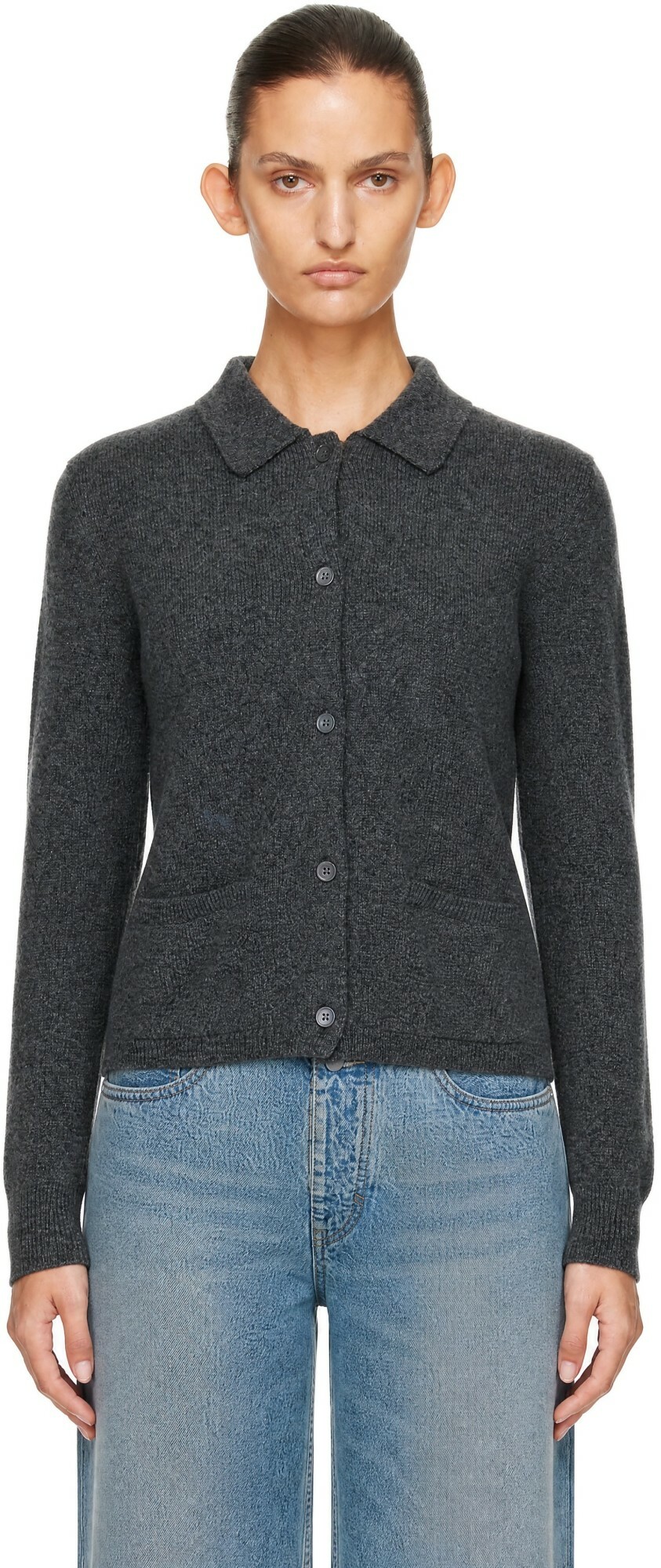 &Daughter Gray Cora Collared Cardigan