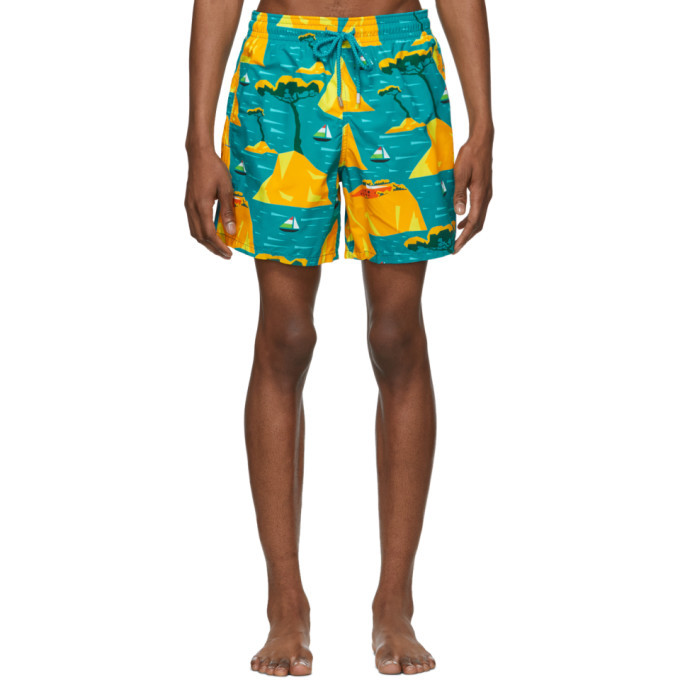 Photo: Vilebrequin Blue and Yellow Capri Moorea Swim Shorts