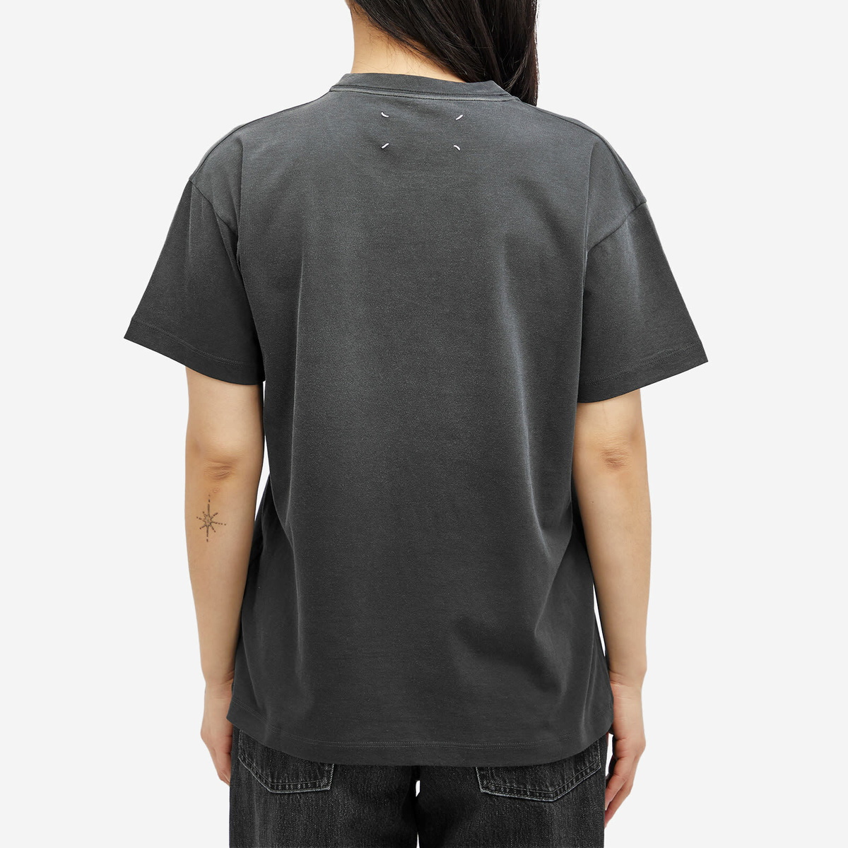Maison Margiela Women's Faded Logo T-Shirt in Washed Black Maison