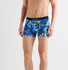 TOM FORD - Floral-Print Stretch-Cotton Jersey Boxer Briefs - Blue