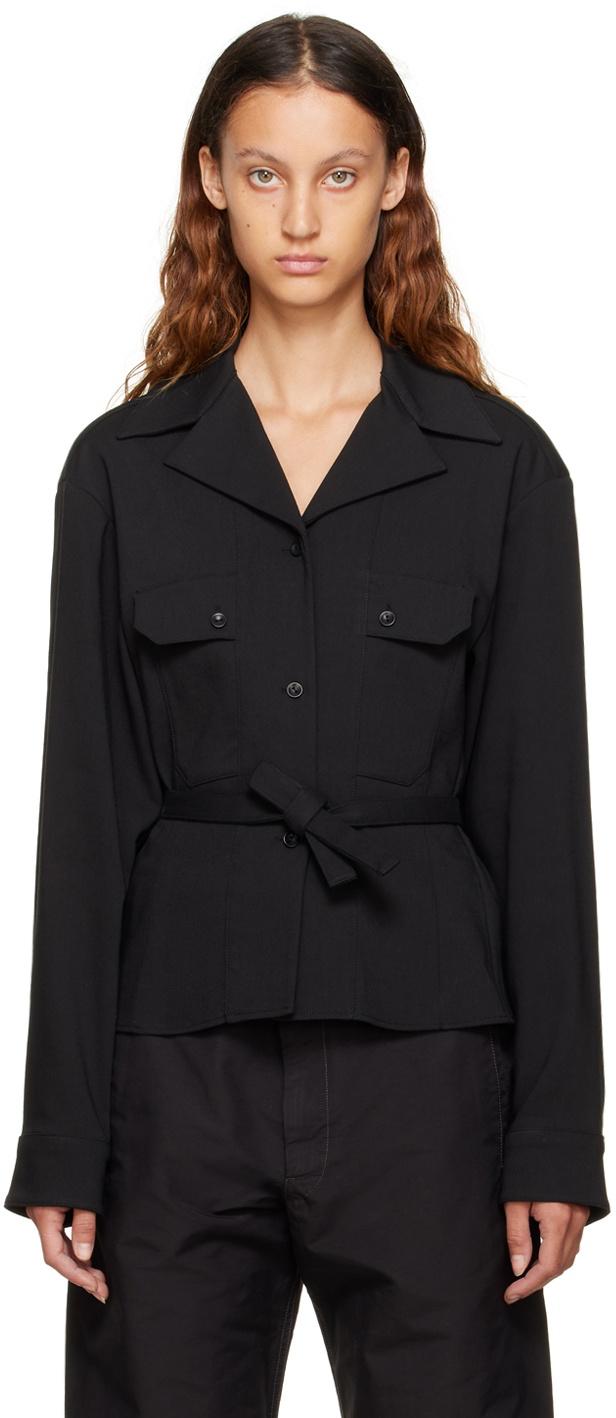 Lemaire Black Convertible Collar Fitted Shirt Lemaire