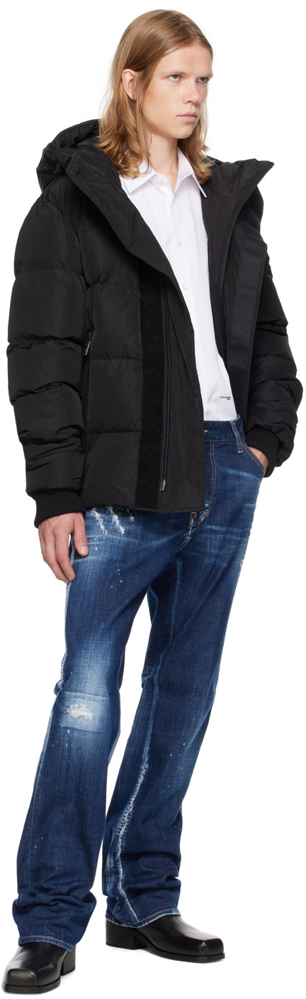 DSQUARED2 ブラック ジャンパー 48 高級 Dsquared2 Black Boxy Jean Leather Jacket Dsquared2