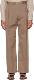 LEMAIRE Brown Striped Belted Easy Trousers