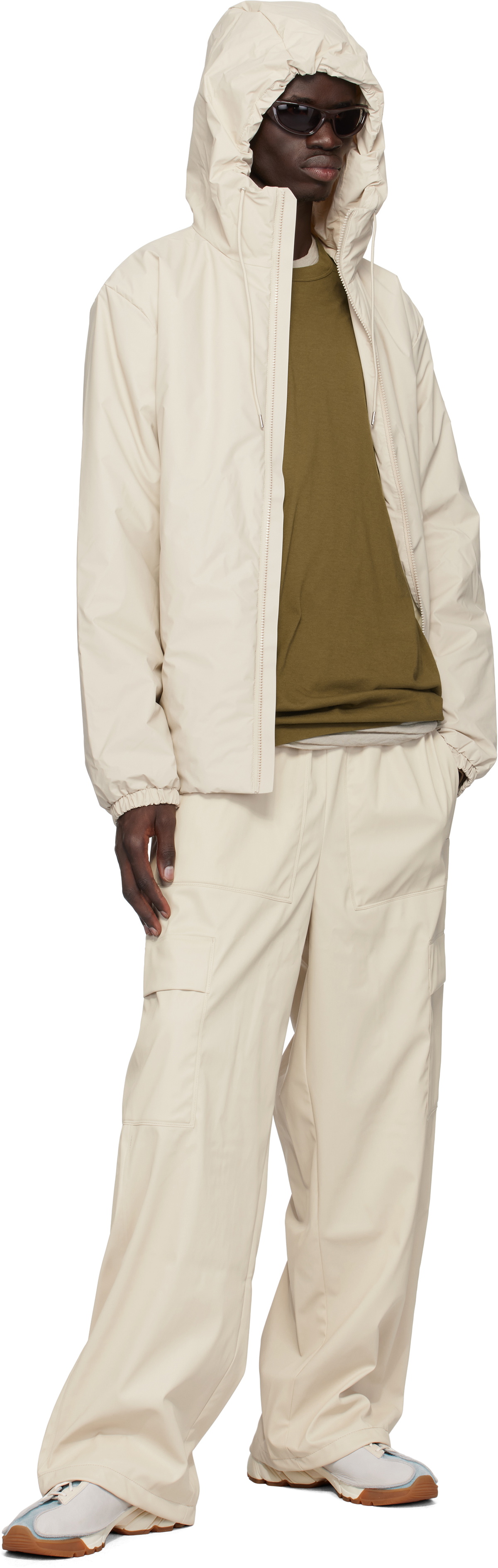 RAINS Beige Wide Cargo Rain Pants