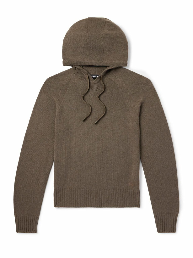 Photo: TOM FORD - Logo-Embroidered Cashmere Hoodie - Brown