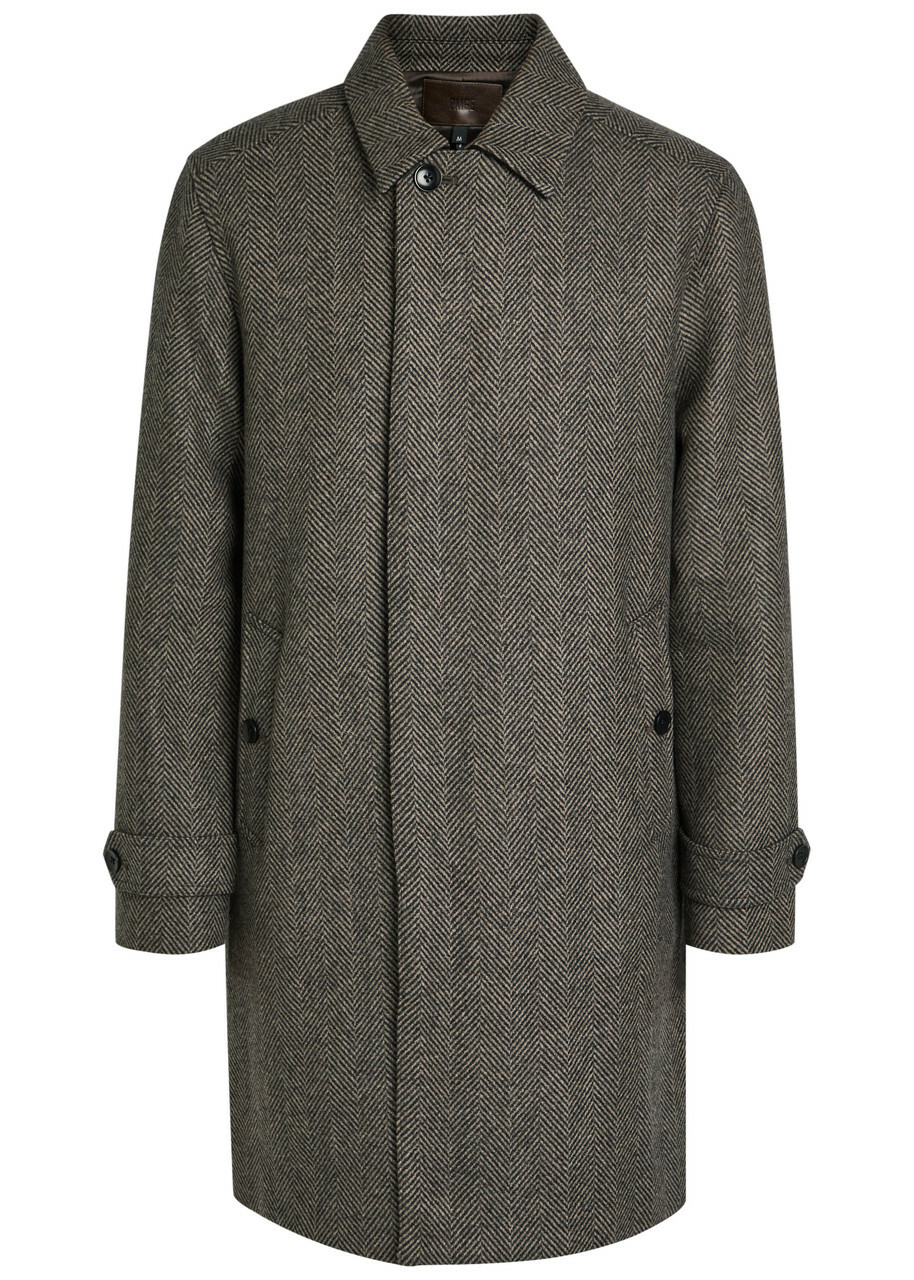 Paige Brunetti Herringbone Wool-blend Coat Brown